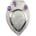 12536: Silver Setting gray,purple jasper  drop pendants