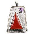 12543: Silver Setting orange,purple carnelian american-southwest pendants