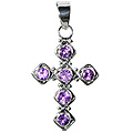 12590: Silver Setting purple amethyst  cross pendants