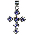 12591: Silver Setting blue iolite  cross pendants