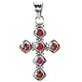 12592: Silver Setting red garnet  cross pendants