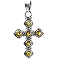 12593: Silver Setting yellow citrine  cross pendants
