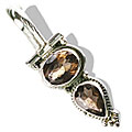 12711: Silver Setting brown smoky quartz  drop pendants
