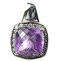 12959: silver setting purple amethyst estate pendants
