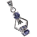 12978: Silver Setting blue,white iolite  contemporary pendants