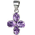12980: Silver Setting purple amethyst  flower pendants