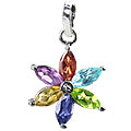 12981: Silver Setting multi-color multi-stone  flower pendants