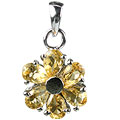 12989: Silver Setting yellow citrine  flower pendants