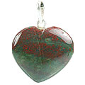 13076: Beaded green,red bloodstone heart pendants