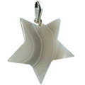 13168: Beaded gray,white agate star pendants