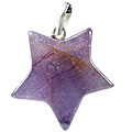 13170: Beaded purple amethyst star pendants