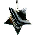 13175: Beaded black,brown,white onyx star pendants