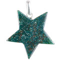 13181: Beaded green,red bloodstone star pendants