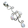 13336: Silver Setting white,multi-color opal drop pendants