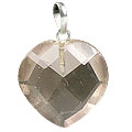 13438: Beaded brown,gray smoky quartz heart pendants