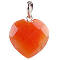13455: Beaded orange,red carnelian heart pendants