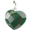 13458: Beaded green,red bloodstone  heart pendants
