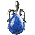 13493: Silver Setting blue lapis lazuli  drop pendants