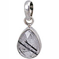 13545: Silver Setting gray rutilated quartz  drop pendants