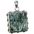 13615: Silver Setting green,gray jasper  ethnic pendants