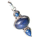 13669: Silver Setting blue lapis lazuli  drop pendants