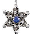13672: Silver Setting blue lapis lazuli  ethnic pendants
