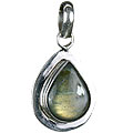 13673: Silver Setting green,gray labradorite drop pendants