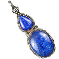 13677: Silver Setting blue lapis lazuli  drop pendants