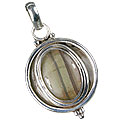 13678: Silver Setting green,red fluorite pendants