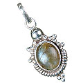 13679: Silver Setting green,gray labradorite pendants