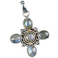 Design 13683: green,gray labradorite cross pendants