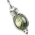 13684: Silver Setting green,gray labradorite pendants