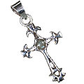 13685: Silver Setting green,gray labradorite  cross pendants