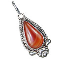 13721: Silver Setting orange agate drop pendants