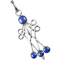 13725: Silver Setting blue lapis lazuli art-deco pendants