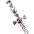 13729: Silver Setting red garnet  cross pendants