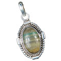 13733: Silver Setting brown,green,gray fluorite pendants
