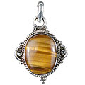 13739: Silver Setting black,brown tiger eye american-southwest pendants