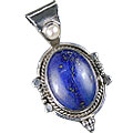 13741: Silver Setting blue lapis lazuli  ethnic pendants