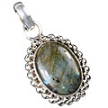 13749: Silver Setting brown,gray,purple labradorite  american-southwest pendants