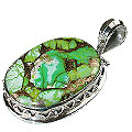 13768: Silver Setting green mohave  american-southwest pendants