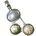 13779: Silver Setting blue,brown,green labradorite  art-deco pendants