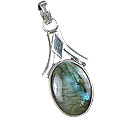 13780: Silver Setting blue,brown,green labradorite  contemporary pendants
