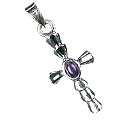 13783: Silver Setting purple amethyst  cross pendants