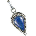 13790: Silver Setting blue lapis lazuli drop pendants