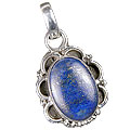 13792: Silver Setting blue lapis lazuli  ethnic pendants