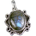 13805: Silver Setting blue,green,gray labradorite  ethnic pendants