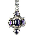 13811: Silver Setting purple amethyst  ethnic pendants