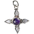 13823: Silver Setting purple amethyst cross pendants