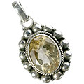 13844: Silver Setting yellow citrine  ethnic pendants